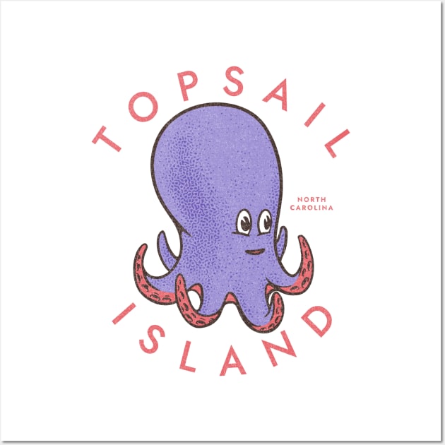 Topsail Island, NC Summertime Vacationing Octopus Wall Art by Contentarama